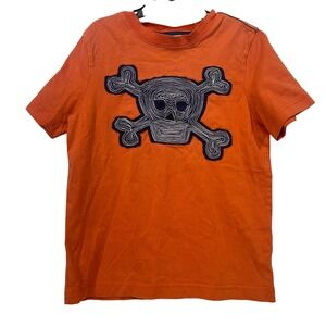 Hanna Andersson‎ Orange Cotton Skull & Crossbones Graphic Tee Kids